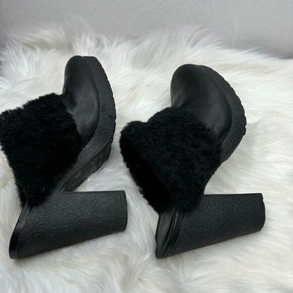 Hunter Leather Shearling Bruson Clogs 9 - Picture 9 of 11